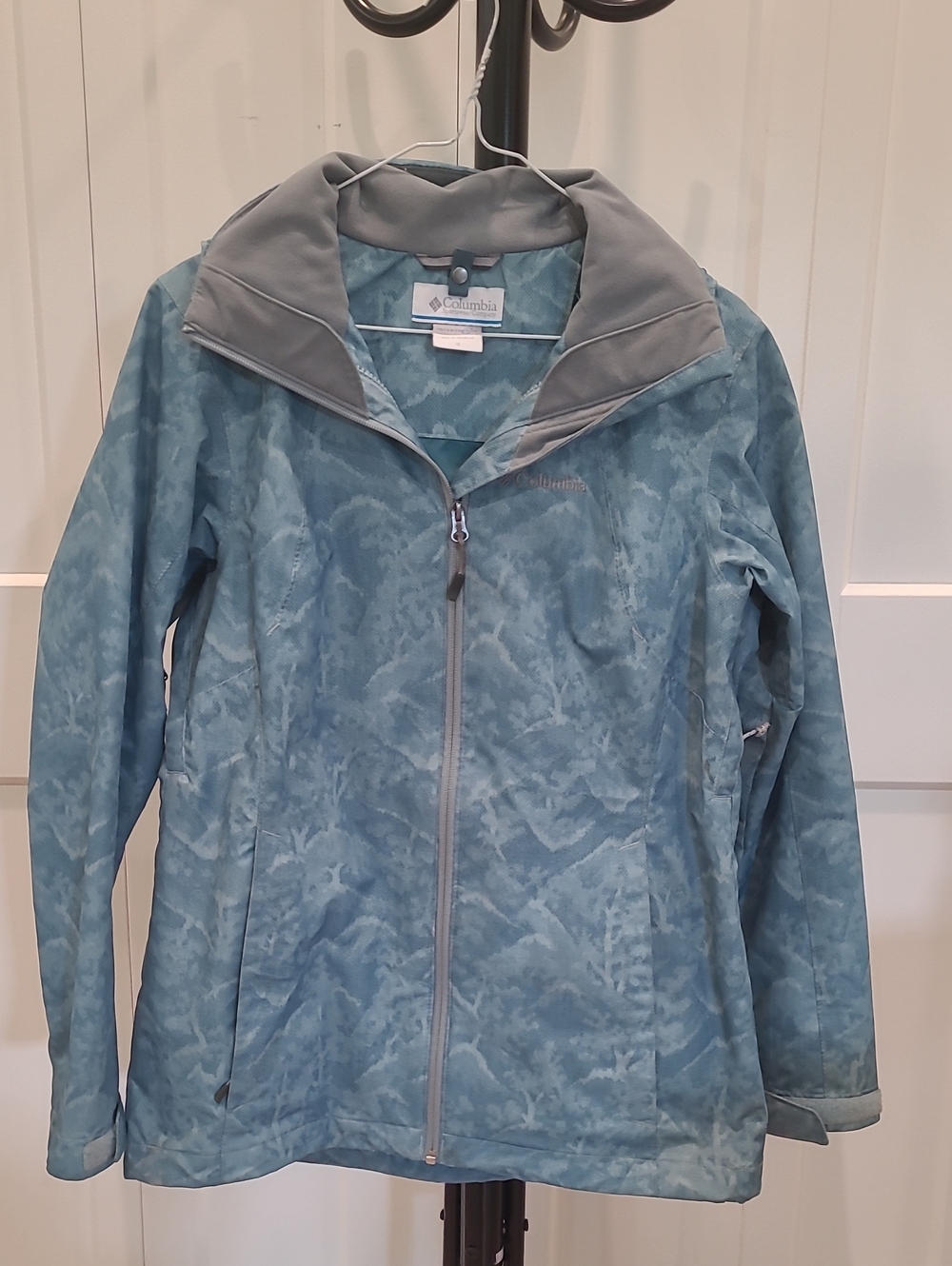 COLUMBIA Interchange Women's Teal Patterned Softshell Ski Jacket